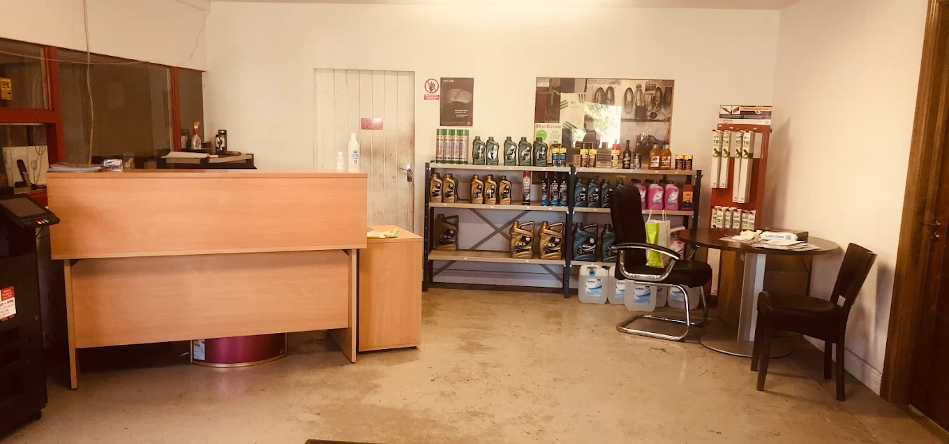 Fast Fit Kilkenny reception area with oils, lubricants and wipers display